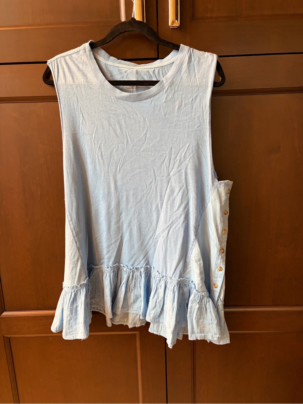 Pilcro Light Blue Ruffle Hem Sleeveless Top